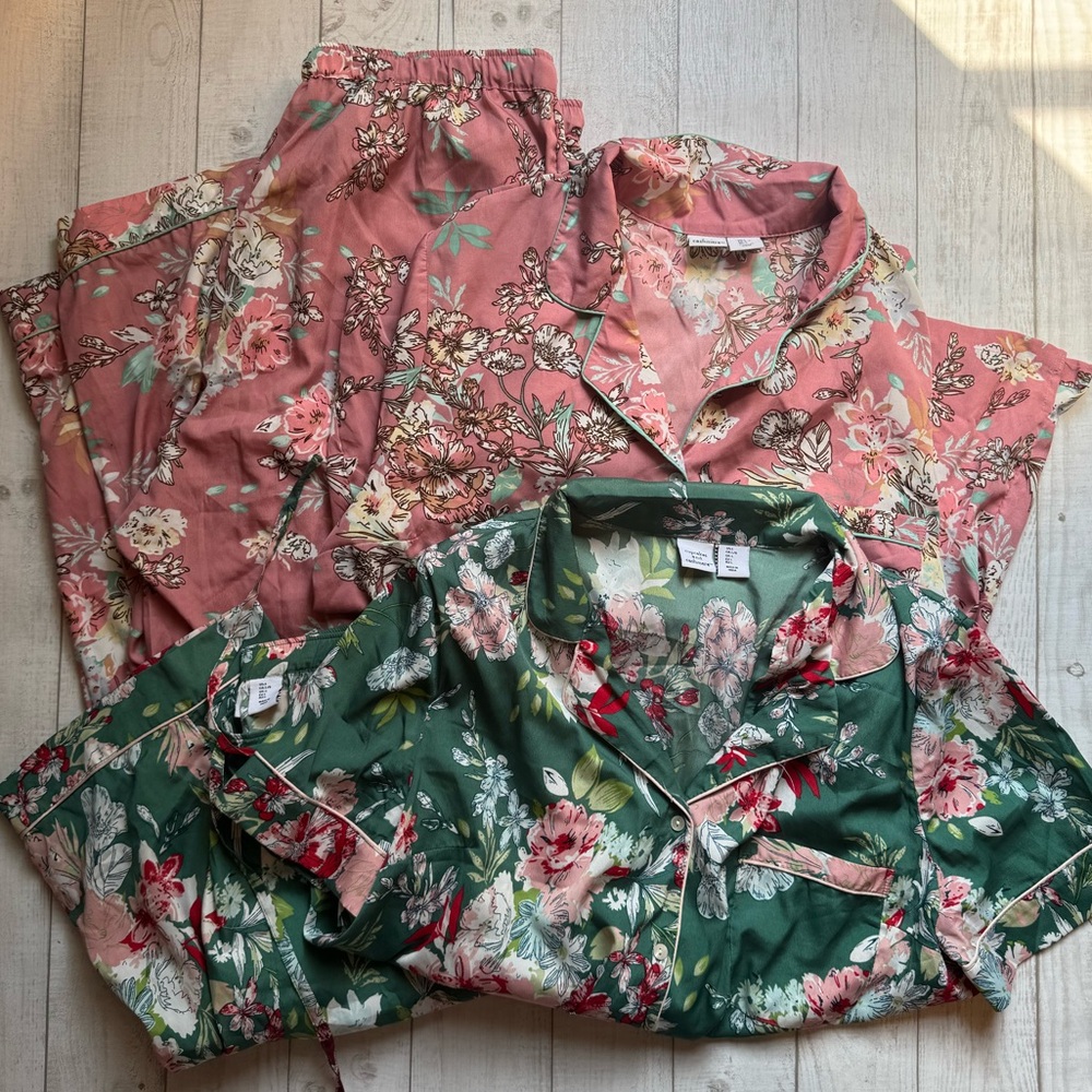Cupcakes & Cashmere Floral Pajama Set in Pink and Green